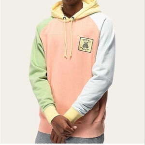 Men's Teddy Fresh Hoodie L Pink Green Blue Yellow Colorblock